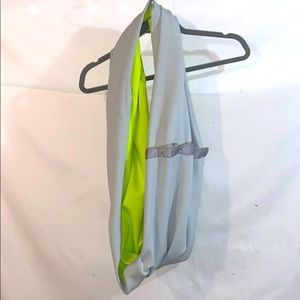 Lululemon vinyasa scarf, gray/ bright lime green
